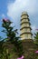 The tower of Manora fort with cloudy sky.