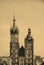 The tower of Mariacki Church in Cracow, Poland