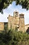 Tower in the medieval village of pals on the costa brava in northern spain