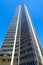 Tower Montparnasse, directed upwards in blue sky, Paris, France