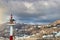 Tower of a navigation - beacon light at the entrance of the old port of Mykonos, Greece