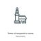 Tower of nevyansk in russia outline vector icon. Thin line black tower of nevyansk in russia icon, flat vector simple element