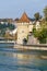 Tower Nolliturm near Reuss river part ofMuseggmauer, Lucerne,