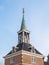 Tower of old waag, weigh house, in historic town of Makkum, Friesland, Netherlands