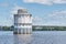 Tower of old water intake on Volga river, Russia.