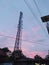 Tower pink cloud bluesky sunset