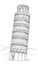 Tower of Pisa. hand drawn illustration. Leaning Tower of Pisa, Tuscany, Italy