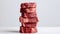 Tower of Raw Beef Steaks: Perfectly Captured on White Background