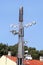 Tower with reflectors at the roundabout on the city street