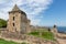 Tower and ruin of medieval castle in St Andrews, Scotland