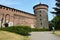 Tower of Sforza Castle in Milan, Italy. The castle was built in the 15th century by Francesco Sforza, Duke of Milan