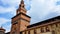 Tower of Sforza castle Milan in old town, historical sightseeing attraction