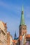 Tower of St. Jacobs church in the historical city of Lubeck