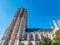 Tower of St. Rumbold`s Cathedral in Brabantine Gothic style in the historic center of Mechelen