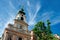 Tower of Stiftskirche Church on Mariahilfer Strasse in Vienna