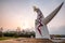 Tower of the sun, famous landmark in Expo`70 commemorative park. Osaka. Sunset landscape