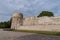 Tower `Temnushka` and battlement wall of Izborsk medieval fortress. Pskov Region Pskovskaya oblast, Russia