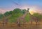 A Tower of Thornicroft Giraffe standing on the African plains with a nice sunset sky, south luangwa national park, Zambia