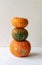 Tower of three whole pumpkins