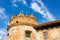 Tower and wall of the ancient fortress. Fortification building t