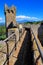 Tower and wall of Montalcino Fortress in Val d`Orcia, Tuscany, I