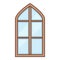 Tower window frame icon, cartoon style