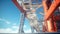 Towering cargo crane bridge photo realistic - Generative AI.