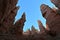 Towering hoodoo rock formations of Bryce Canyon.