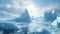 Towering icebergs floating in a serene Arctic landscape. Ai Generated.NO.04