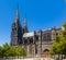 Towering over Clermont-Ferrand city gothic cathedral Notre-Dame-de-l'Assomption, France