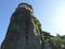 Towering rocks of Meteora in Greece with a monastery perched on the top