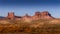 The towering sandstone Mitten Buttes and Mesas of the Navajo Nation`s Monument Valley