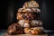 towering stack of artisan breads, with each slice cut perfectly and showing off their crusty texture and fluffy centers