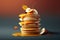 Towering stack of fluffy pancakes with maple syrup, created with Generative AI technology