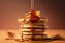 Towering stack of fluffy pancakes with maple syrup, created with Generative AI technology