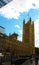 The towering structure of the great palace of Buckingham palace seen from the back, behind