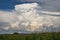 Towering thunderstorm over the landscape of Transylvania in Romania.