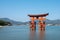 towering torii of Itsukushima Shrine, a designated UNESCO World Heritage Site, located in Miyajima, Hiroshima
