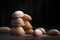 Towers of buttery madeleines with a light coating of powdered sugar.