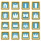 Towers and castles icons azure