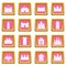 Towers and castles icons pink