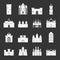 Towers and castles icons set grey