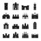 Towers and castles icons set, simple style