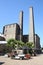 Towers or chimneys and the factory of an old historic brewery, Copenhagen, Denmark