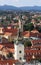The towers of the church of St. Mary and St. Francis of Assisi in Zagreb