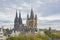 Towers of Cologne cathedral, and great saint Martin church, Cologne