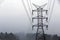 Towers of eletric power transmission in fog