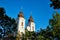 Towers of the famous Benedictine Monastery of Tihany Tihany Abbey in a summer evening