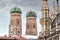 Towers of Frauenkirche and Neues Rathaus in Munich Germany