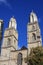 The towers of the Grossmunster church in Zurich in the last sunlight